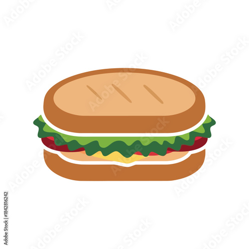 Delicious Iconic Burger with Fresh Ingredients on Soft Bun for Food Lovers, Fast Food, and Culinary Illustrations