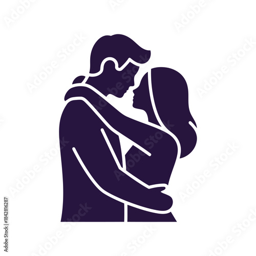 Romantic Embrace Silhouette: A Stylish Representation of Love and Affection for Valentine's Day or Engagement Celebrations