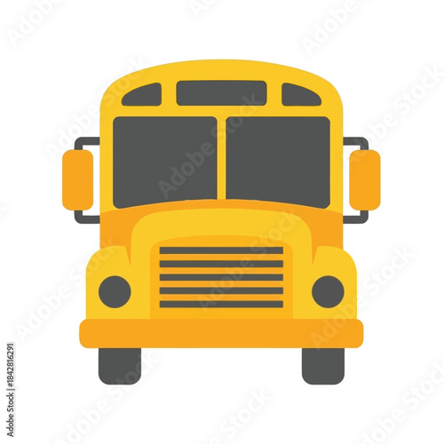 Bright Yellow School Bus Icon for Educational Themes, Transportation Graphics, and Children's Illustrations