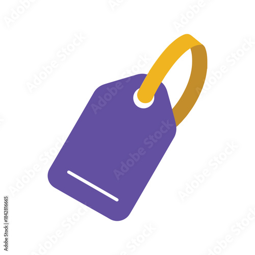 Vibrant Purple Price Tag with Yellow Loop for Promotions, Discounts, and Branding Applications in Modern Retail Environments