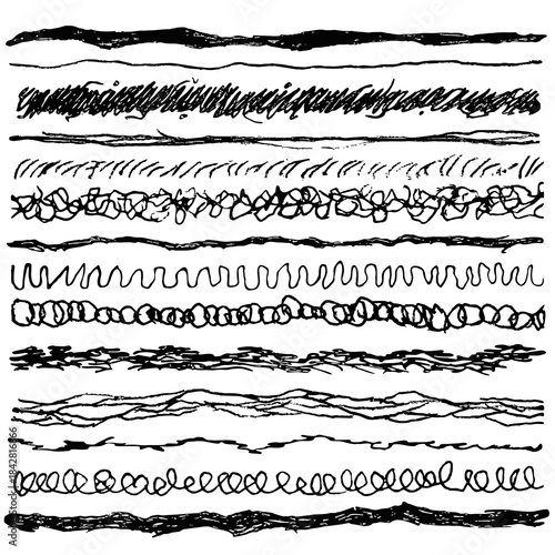 Set of line ink strokes bal...