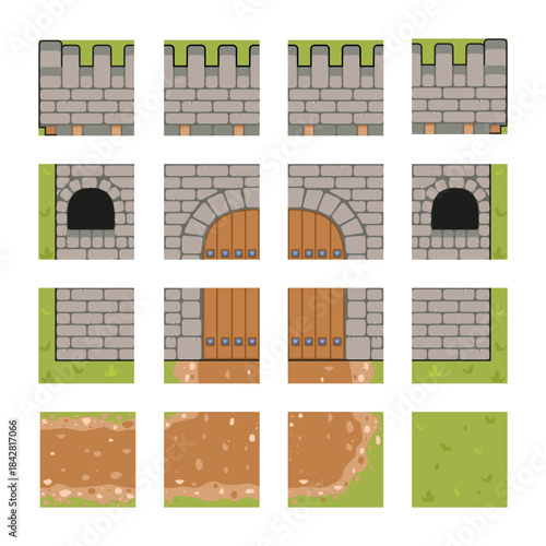 Medieval Game Tiles Pixel Art Pack