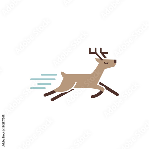 Fast Running Reindeer Vector Illustration - Dynamic Motion Graphic