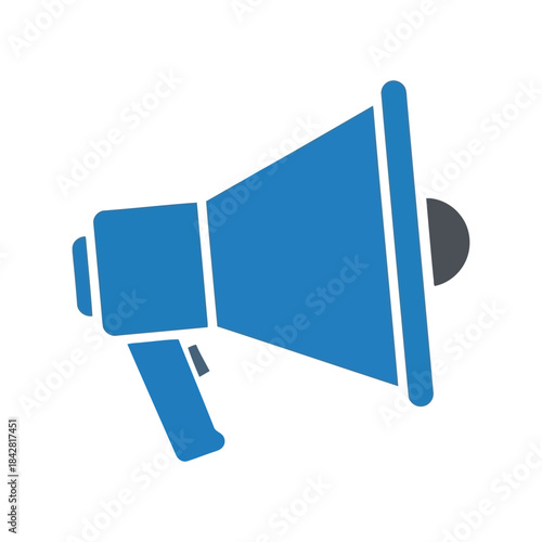 Dynamic Blue Megaphone Icon Signifying Loud Announcements, Communication, and Marketing for Digital Content and Social Media Strategies