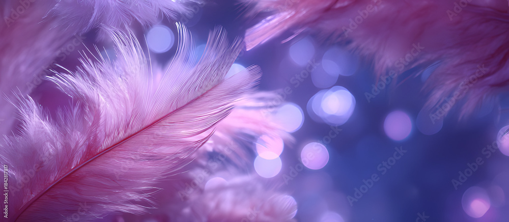 Obraz premium A close-up of soft pink and purple feathers