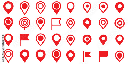 Set of location pin icons. location pin place marker. Location icon. Map marker pointer icon set. Modern map markers. Pin icon vector isolated on white background. Vector illustration, eps 10.