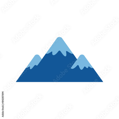 Stylized Mountain Range Icon in Cool Blue Tones, Perfect for Outdoor Adventures, Travel Themes, and Minimalist Designs