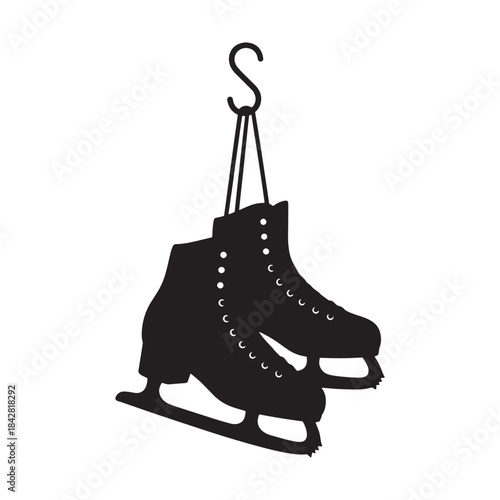 Pair of Hanging Ice Skates Silhouette Icon