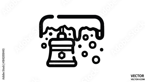 Graphic illustration of a washing machine in action with bubbles and water splashing around it.
