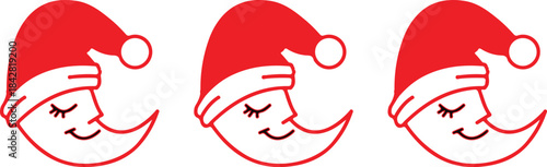 christmas three red santa design moon face icons vector design illustration winter celebration logo