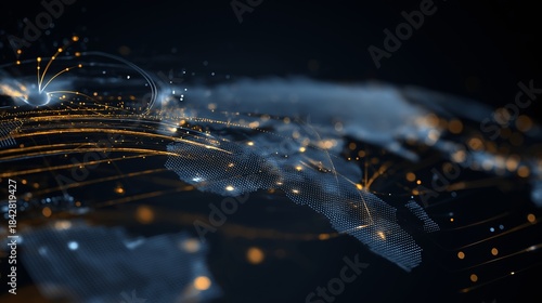 Overview of a Global Digital Network with Interconnected Nodes and Data Flows Representing Modern Communication Infrastructure