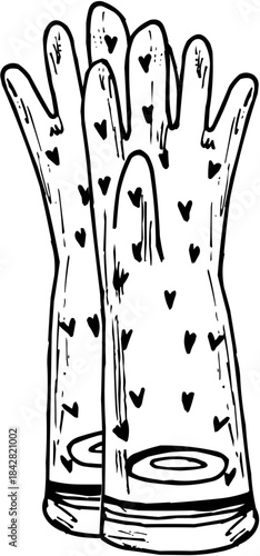 black and white heart pattern gloves clip art preview