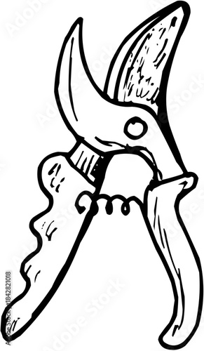 Hand-Drawn Sketch Simple Hand Garden Shears Outline