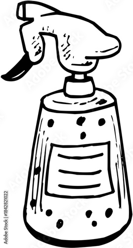 Line Art Outline Simple Handheld Water Sprayer Tool