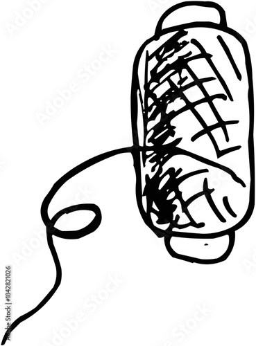 Hand-Drawn Sketch Roll of Thread or Twine Outline