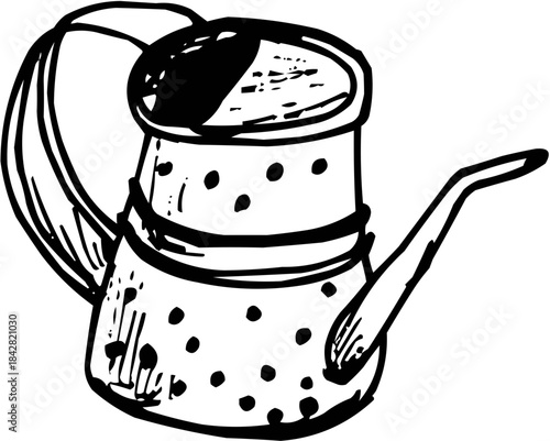 Hand-Drawn Sketch Classic Metal Watering Can Outline