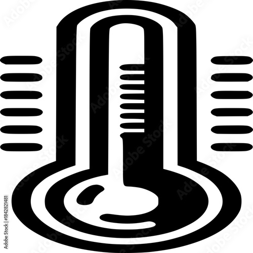 Temperature Measurement: A bold, stylized illustration of a thermometer, representing temperature measurement. Its simple yet impactful design, with a central bulb and rising liquid column.