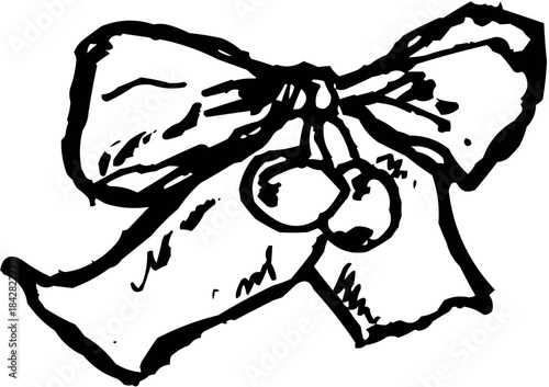 Line Art Outline Decorative Holiday Ribbon Bow Element