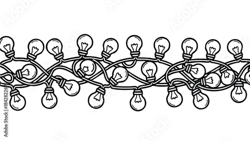 An illustration of a string of light bulbs hanging in a decorative pattern