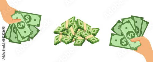 Hands Holding Cash on Transparent Background  – Money Payment Transaction Illustration Vector. ideal for payment concepts, salary visuals, banking content, cashback promotions, online store banners