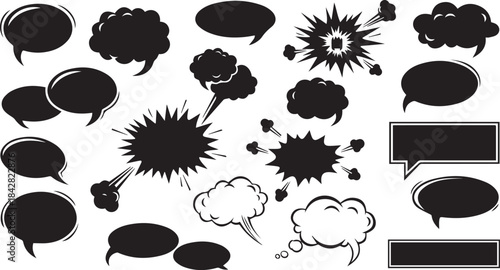 Collection of speech bubbles and thought bubbles icons set