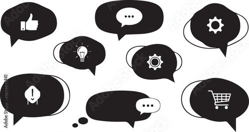Abstract Black and White Speech Bubbles Concept Illustration