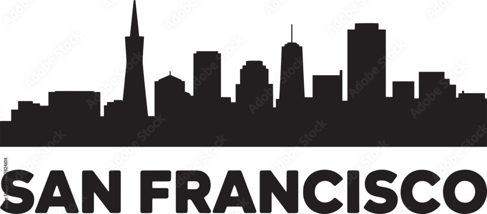 Fototapeta premium San francisco california skyline silhouette background cityscape template illustration graphic design