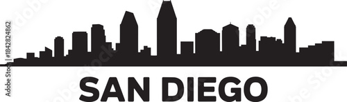 San diego california skyline silhouette background cityscape template illustration graphic design