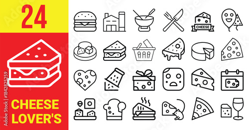 Collection of cheese-themed icons