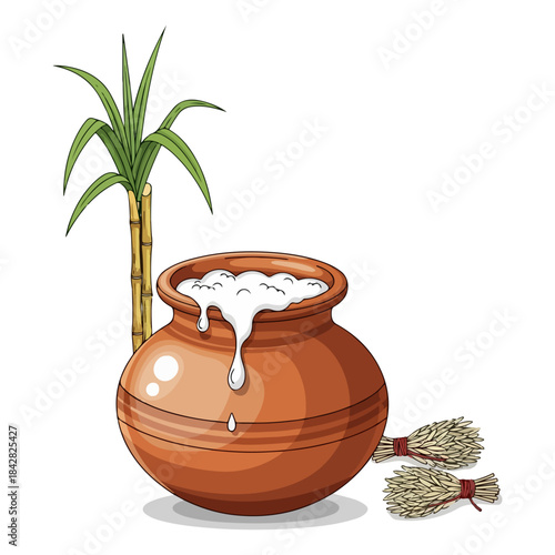 “Vector illustration of ghee (clarified butter) in a small brass bowl, shiny golden tones, cartoon vector style, white background.”