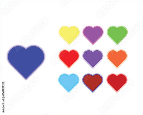 A set of colorful vector heart icons and symbols isolated on white, perfect for Valentine's Day love and romance design illustrations
