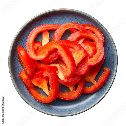 A red Bell Pepper in a sliced Isolated transparent on white background