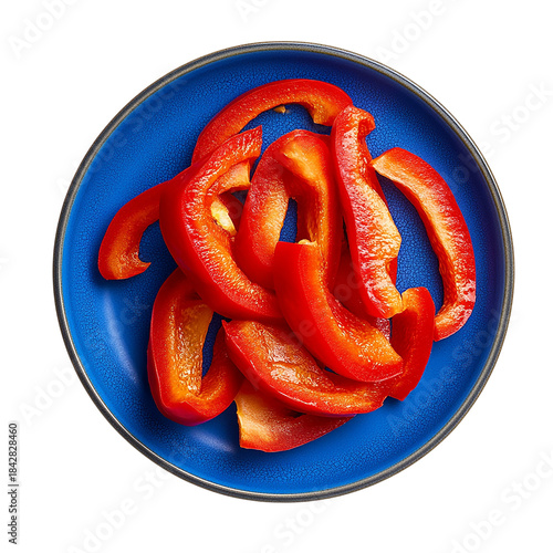 A red Bell Pepper in a sliced Isolated transparent on white background