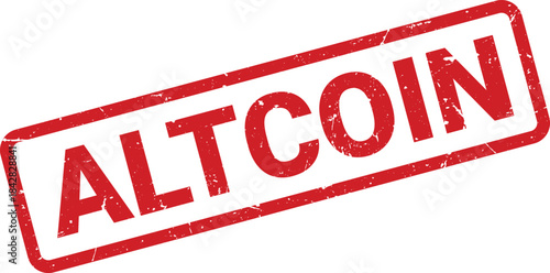 Distressed Red Altcoin Rubber Stamp with Textured Effect on White Background Digital Asset Concept