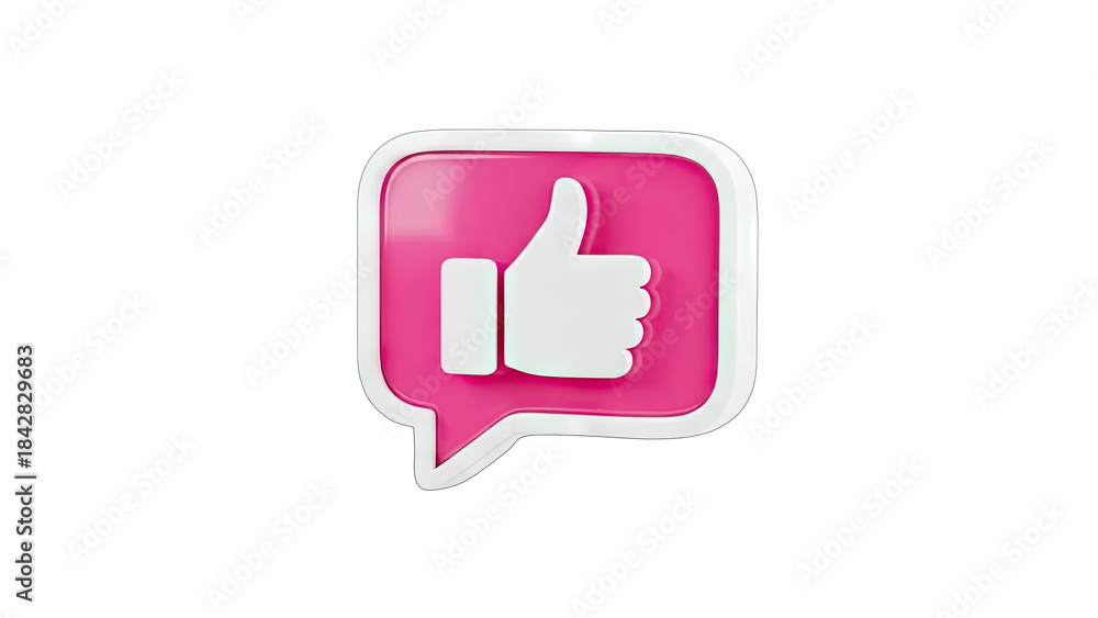 Fototapeta premium 3D Like Icon on Pink Speech Bubble - Social Media Concept