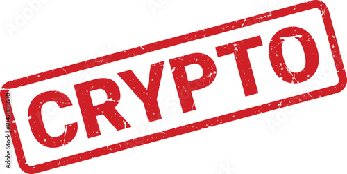 Red Rubber Stamp with CRYPTO Text on White Background, Indicating Cryptocurrency Concept