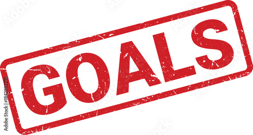 Red GOALS Rubber Stamp on White Background, Isolated Achievement Concept Illustration