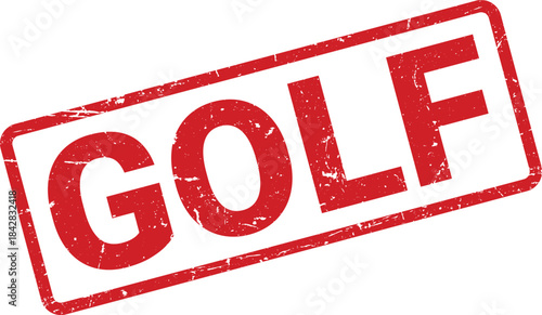 Red Grunge Rubber Stamp with the Word Golf on a White Background Isolated