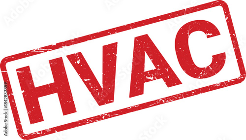 Red Grunge HVAC Stamp on White Background Heating, Ventilation, and Air Conditioning Concept