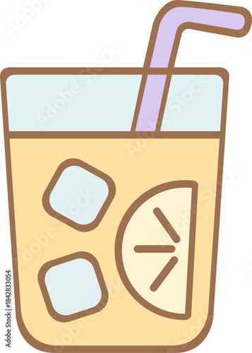 Iced Lemonade Glass Icon Illustration