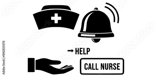 Call Nurse Alarm Bell Assistance Vector Silhouette