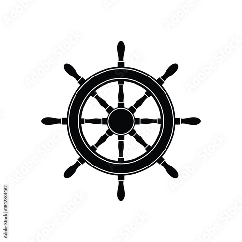Ship steering wheel silhouette icon vector illustration