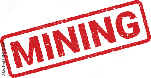 Distressed Red Mining Rubber Stamp on a White Background Industrial Concept Visual