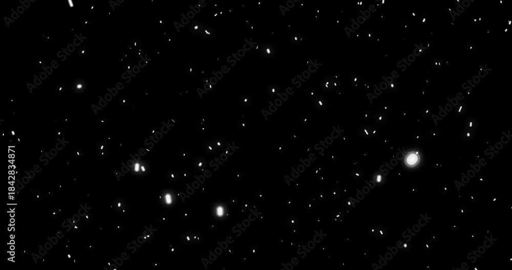 Fototapeta premium Directional realistic surreal Snowfall overlay fx. Detailed very small falling snowflakes dreamy fantasy cartoon animation. Christmas videos festive intros outro, winter season. Sparkle weather.