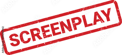Red Screenplay Rubber Stamp Illustration on White Background for Film and Writing Content