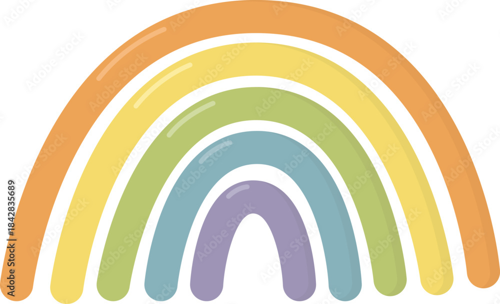 Fototapeta premium Cute pastel rainbow isolated on white background. Colorful decorative element