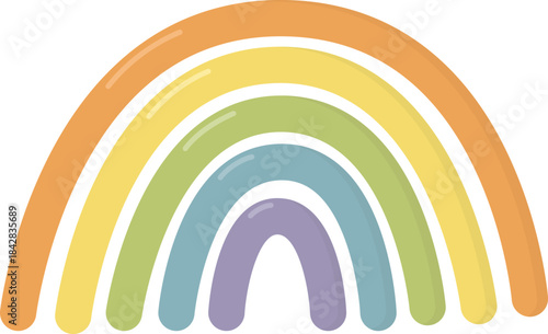 Cute pastel rainbow isolated on white background. Colorful decorative element