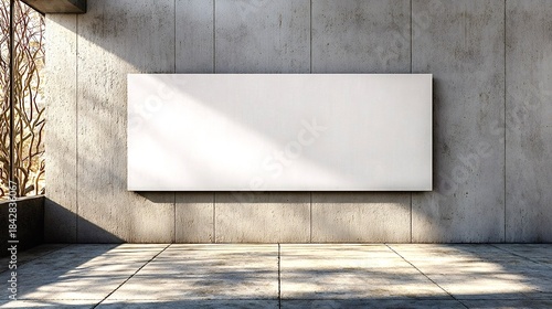 Blank canvas mockup on concrete wall with sunlight