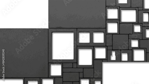 Concrete wall forms with holes. Squares and rectangles. Concrete panels
