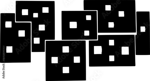 Concrete wall forms with holes. Squares and rectangles. Concrete panels
